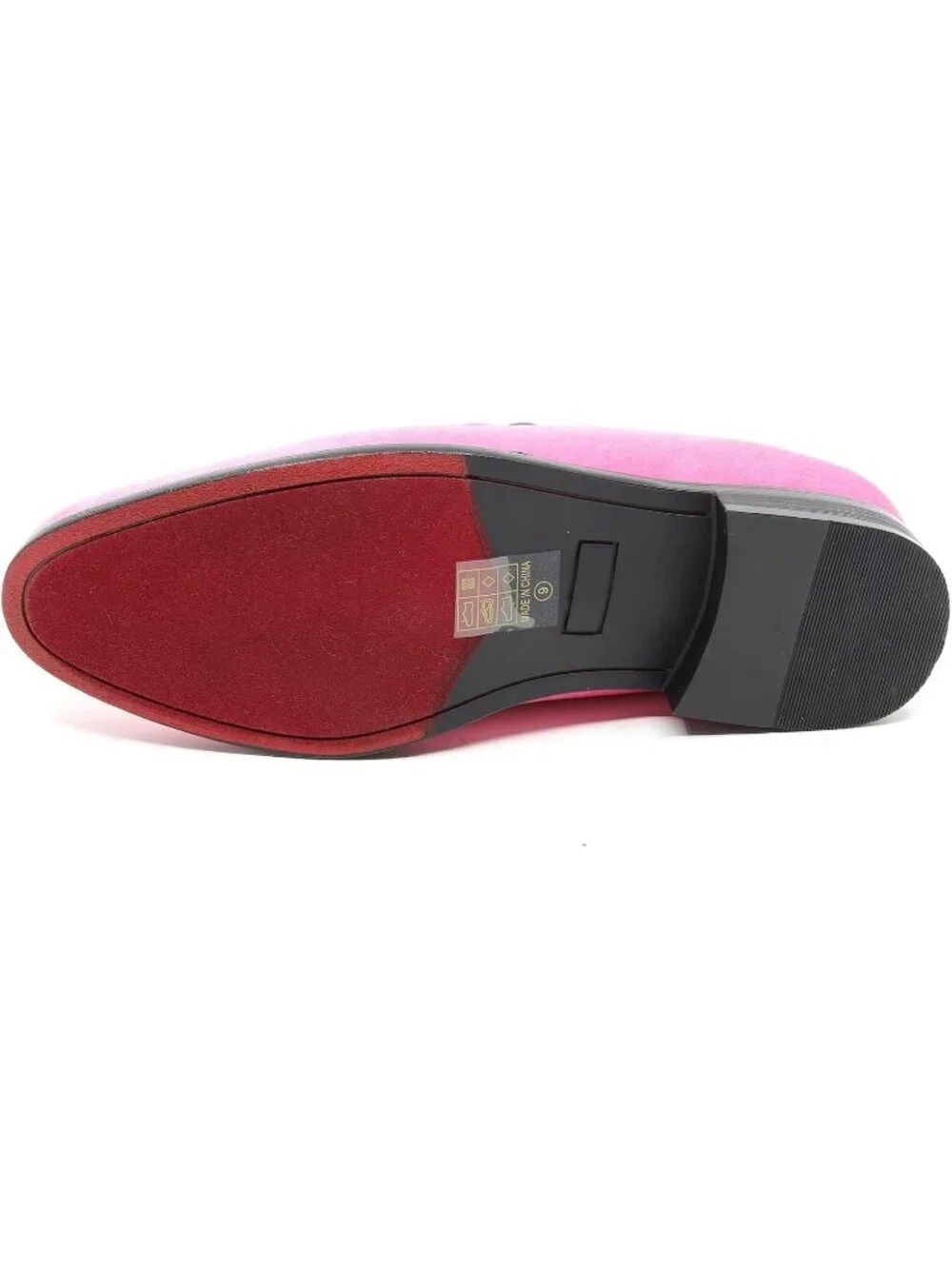 Metrocharm Men's Pink Vintage Velvet Loafers Gold Chain Buckle Slip On Shoes